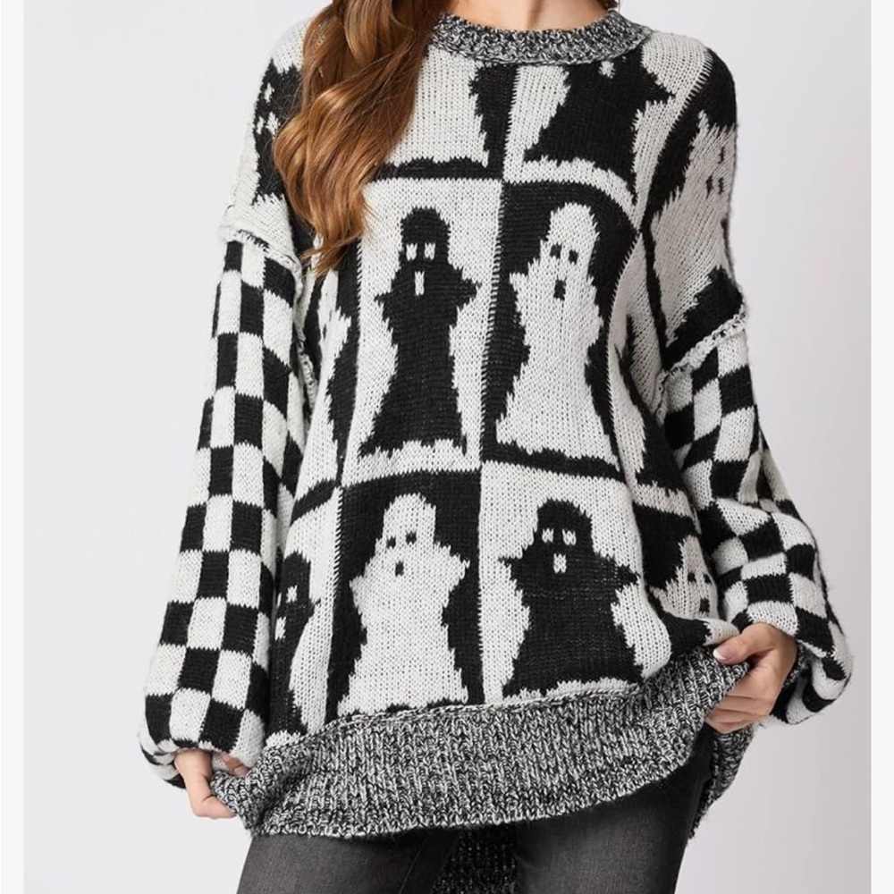 Checkered ghost sweater